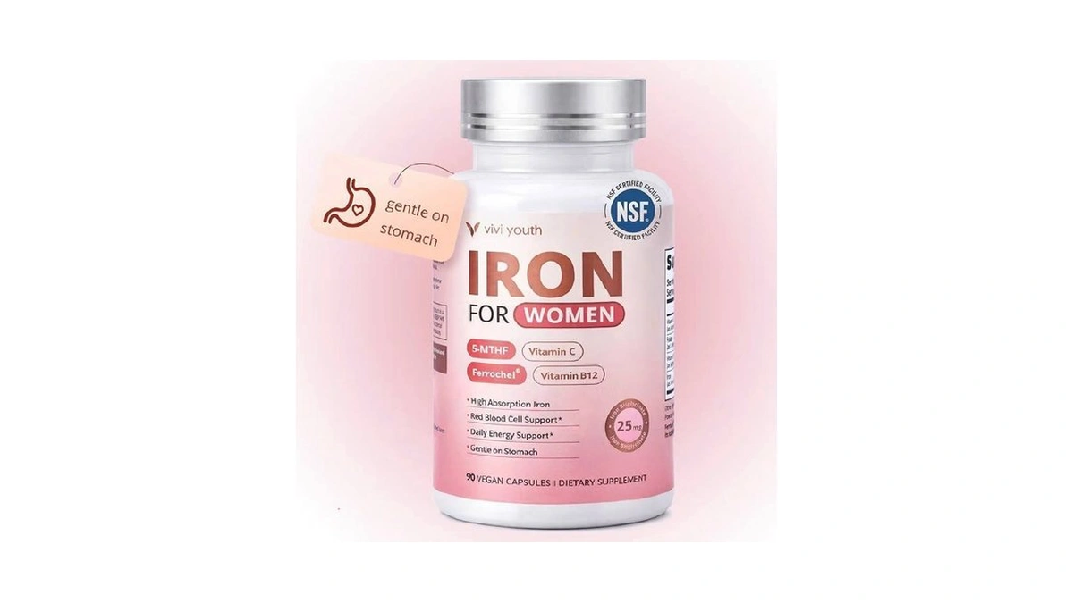 Vivi Youth Gentle Iron Supplement For Women, Ferrochel® Iron Bisglycinate