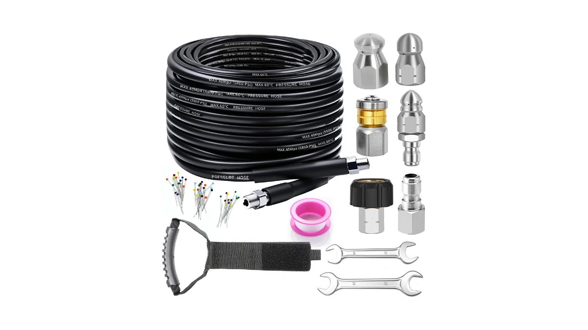 Sewer Jetter Kit For Pressure Washer, 100ft Drain Cleaner Hose