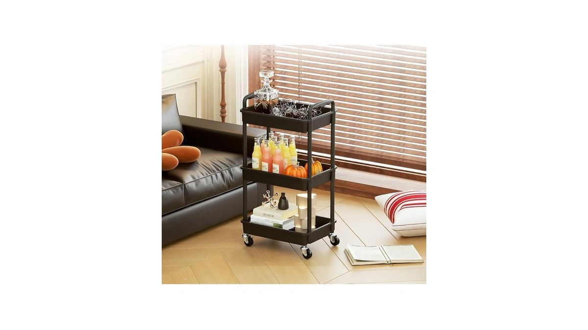 Goovilla Rolling Storage Cart, 3 Tier Rolling Utility Cart Organizer