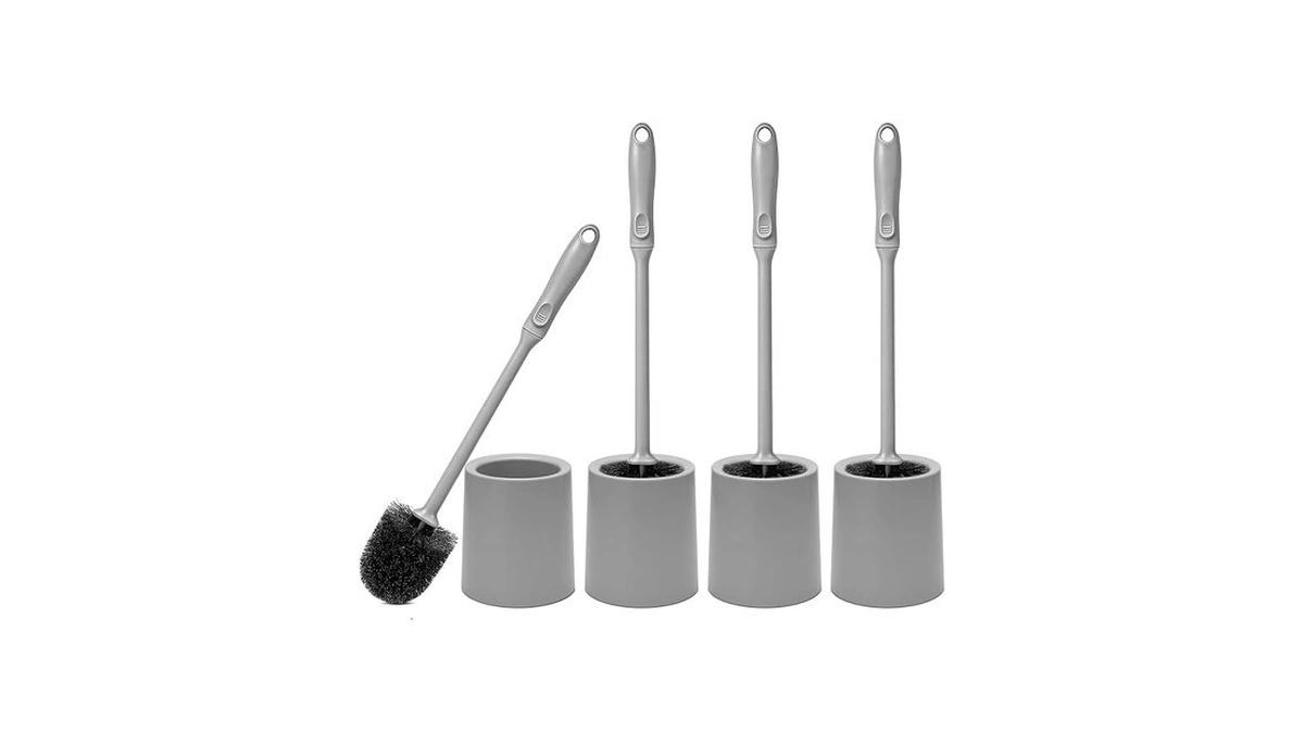 Toilet Brush And Holder 4 Pack With Long Handle -