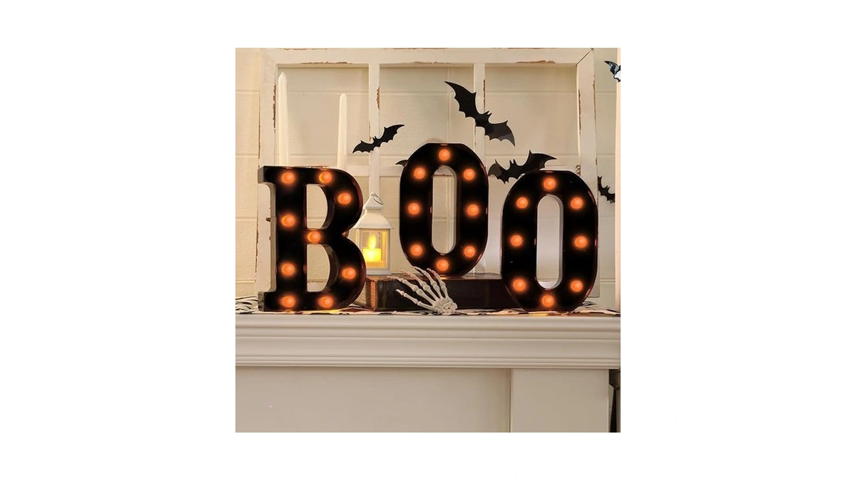 Halloween Decorations-3 Marquee Light Up Letters "boo" Decorative Sign Halloween