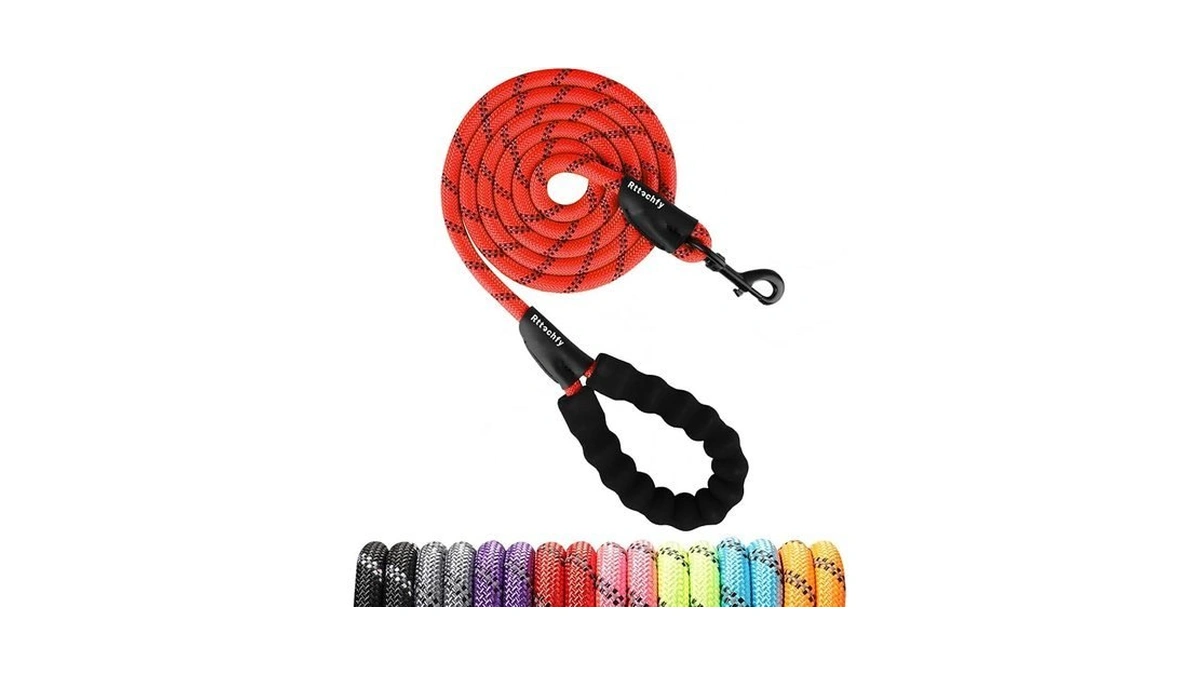 Rttochfy Rope Dog Leash 2/4/5/6/8/10 Ft With Comfortable Padded Handle