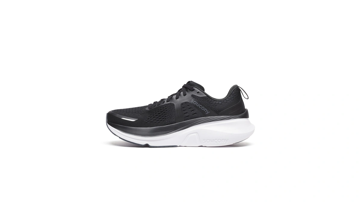 Saucony Women's Guide 18 Sneaker, Black/white, 7
