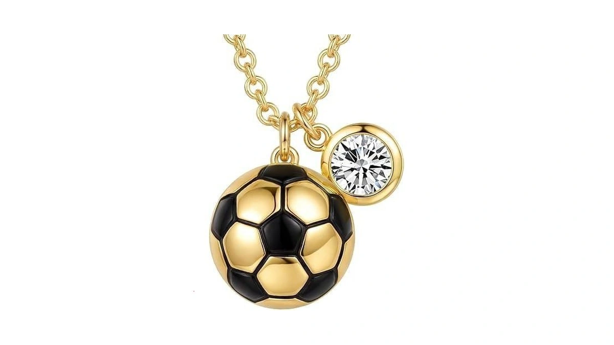 Quietrose Soccer Ball Pendant Necklace With Crystal Charm – Copper
