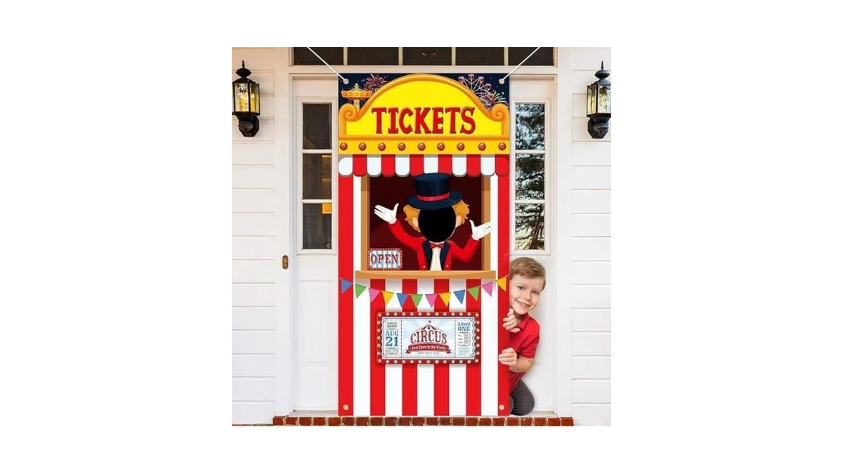 Carnival Decorations Ticket Photo Booth Props Backdrop Banner, Circus Theme