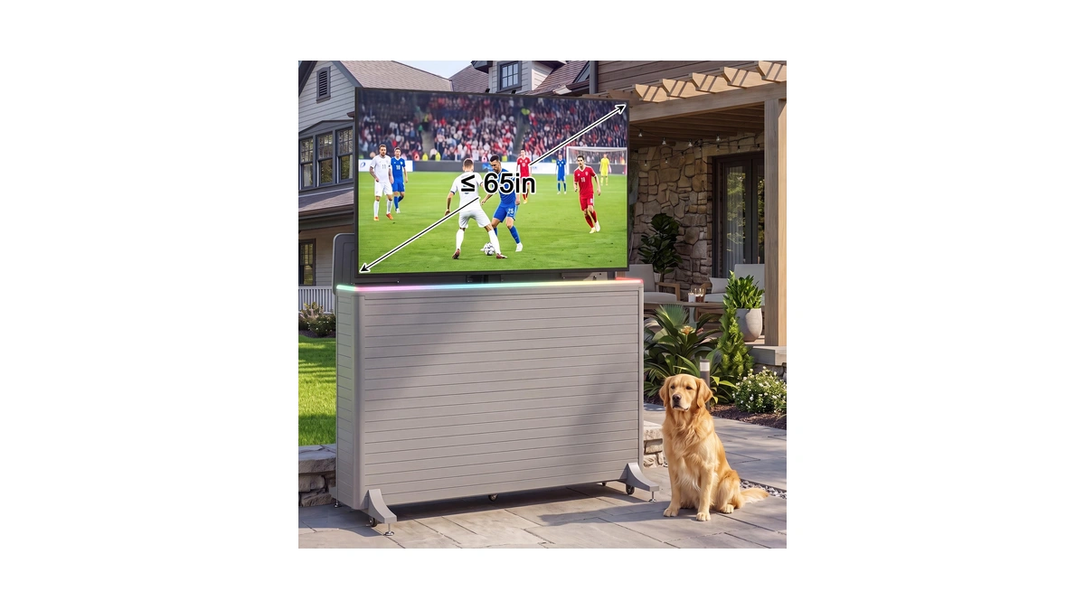 Weyderk High-grade Wood-plastic Composite Outdoor Tv Lift Cabinet, Mobile Tv