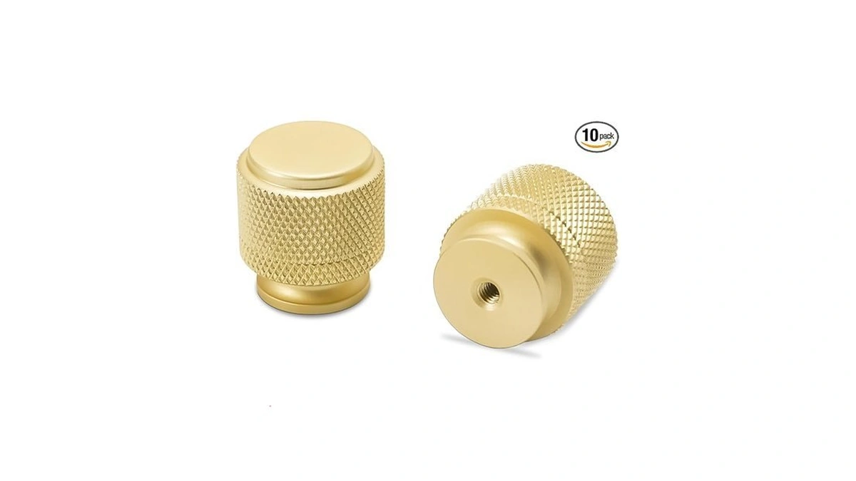 Cotykiley 10 Pack Brushed Brass Kitchen Cabinet Knobs - Gold