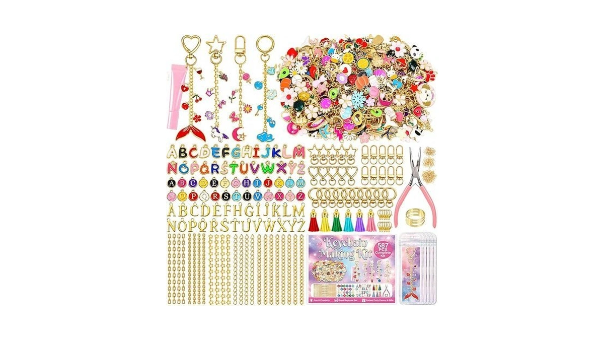 Kanmeii 587pcs Lip Gloss Keychain Making Kit,diy Craft Bag Charm