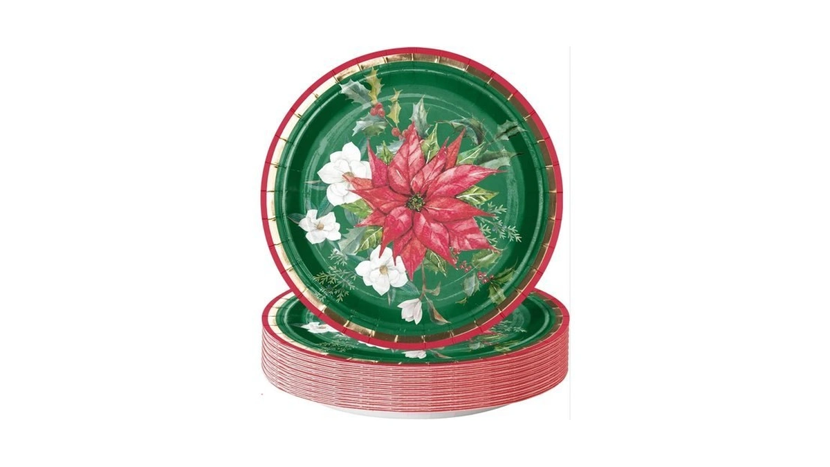 Wrapaholic 25pcs Christmas Paper Plates - 7 Inch Gold Foil