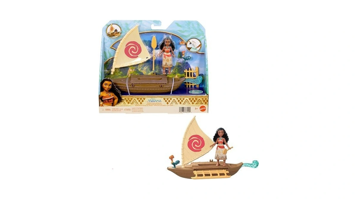 Mattel Disney Toys, Moana Small Doll & Floating Boat Playset
