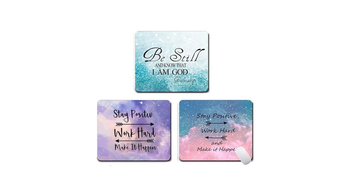 Caseoet 3 Pack Inspirational Mouse Pads, Non-slip Rubber Base, Washable