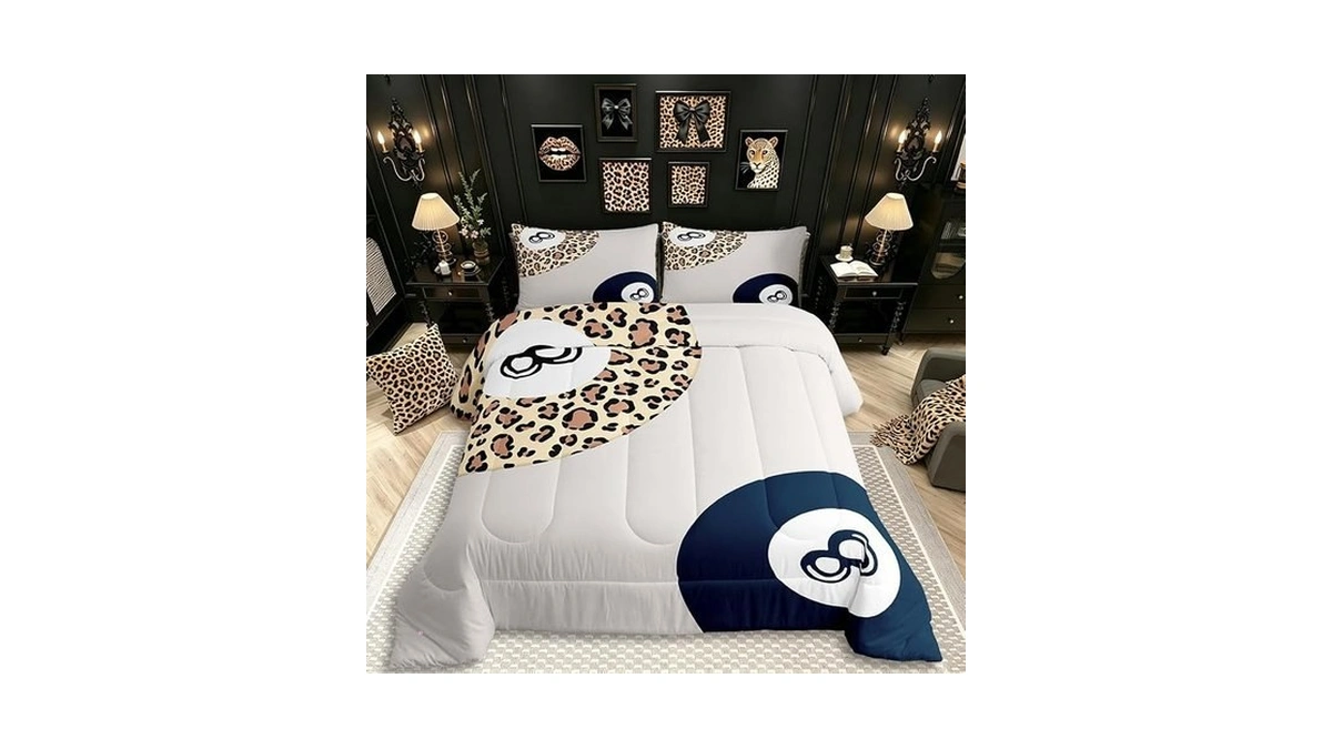 Erosebridal Lucky 8 Ball Bedding Set,trendy Leopard Print Full Comforter