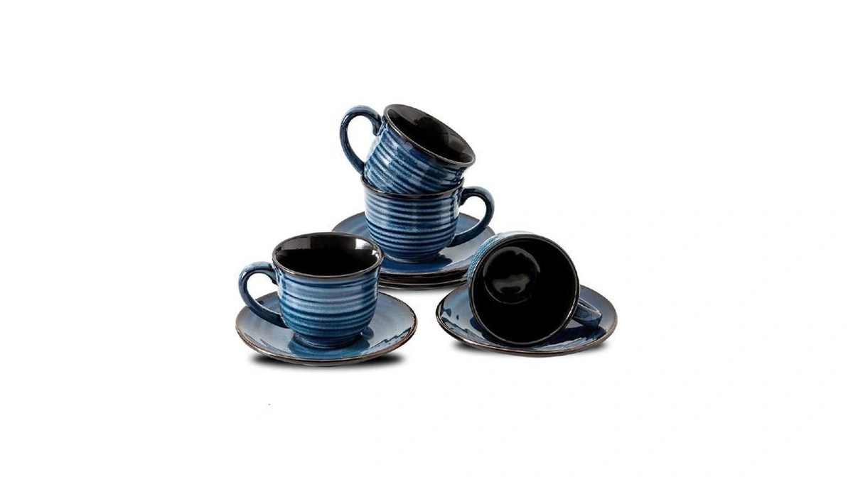 Hasense Ceramic Cappuccino Cups And Saucers Set Of 4, 8
