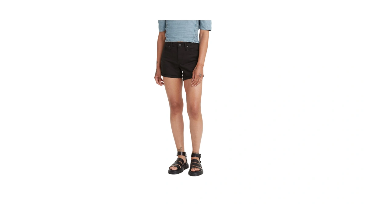 Levi's Women's Mid Length Shorts, Black And Black, 32