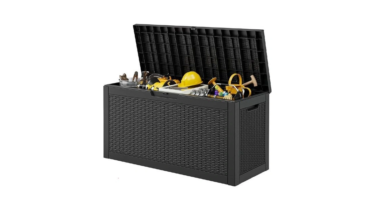 Wtfgo Outdoor Storage Box, 72 Gallon Resin Deck Boxes Outdoor