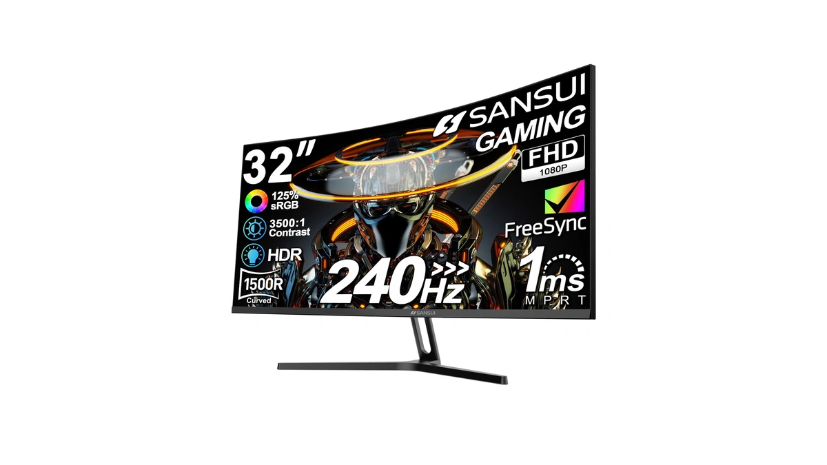 Sansui 32 Inch Curved 240hz Gaming Monitor High Refresh Rate,