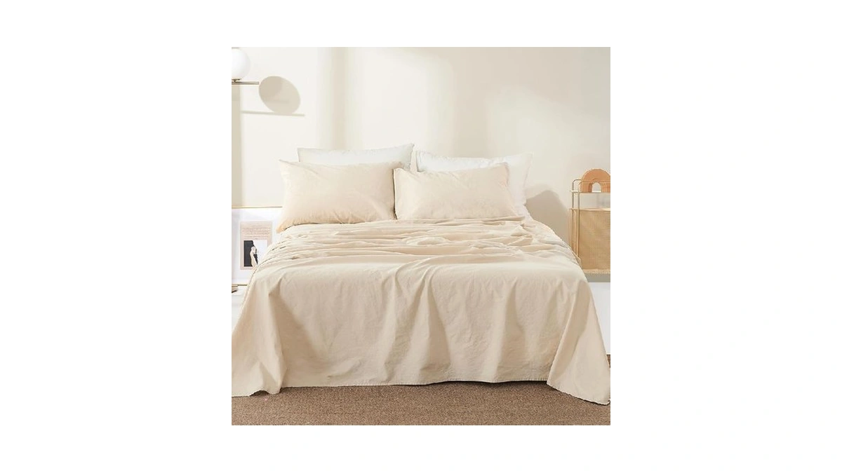 Bedlifes 100% Linen Sheet Set Queen Size 4 Piece -