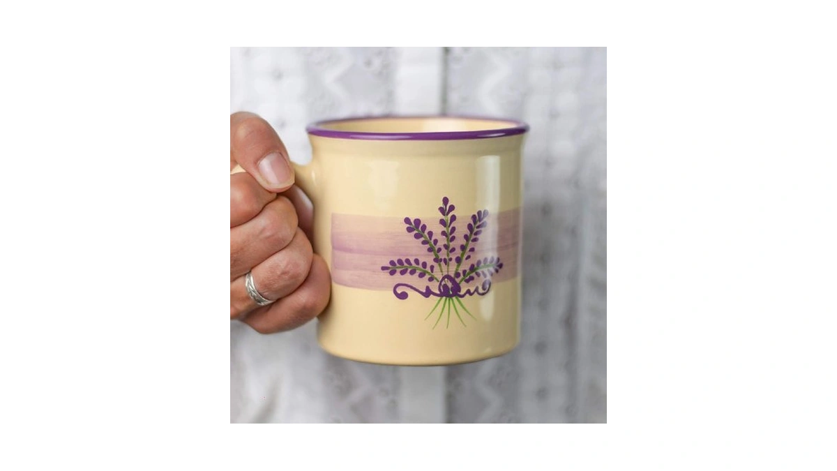 City To Cottage Handmade Lavender Floral Purple And Cream Ceramic