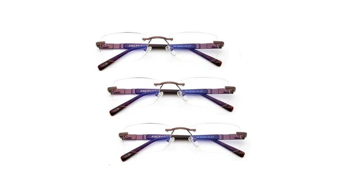 Babrvma Reading Glasses For Men 3 Pack, Rimless Blue Light