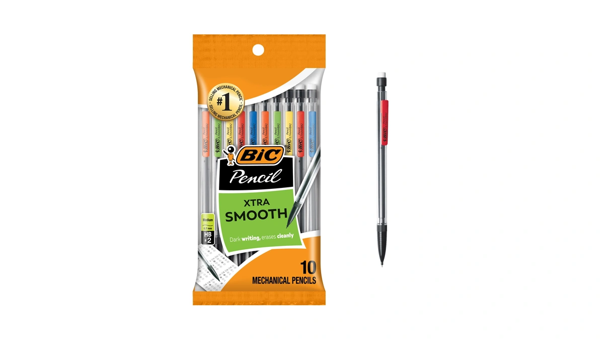 Bic Xtra-smooth Mechanical Pencils With Erasers, Medium Point (0.7mm), 10-count