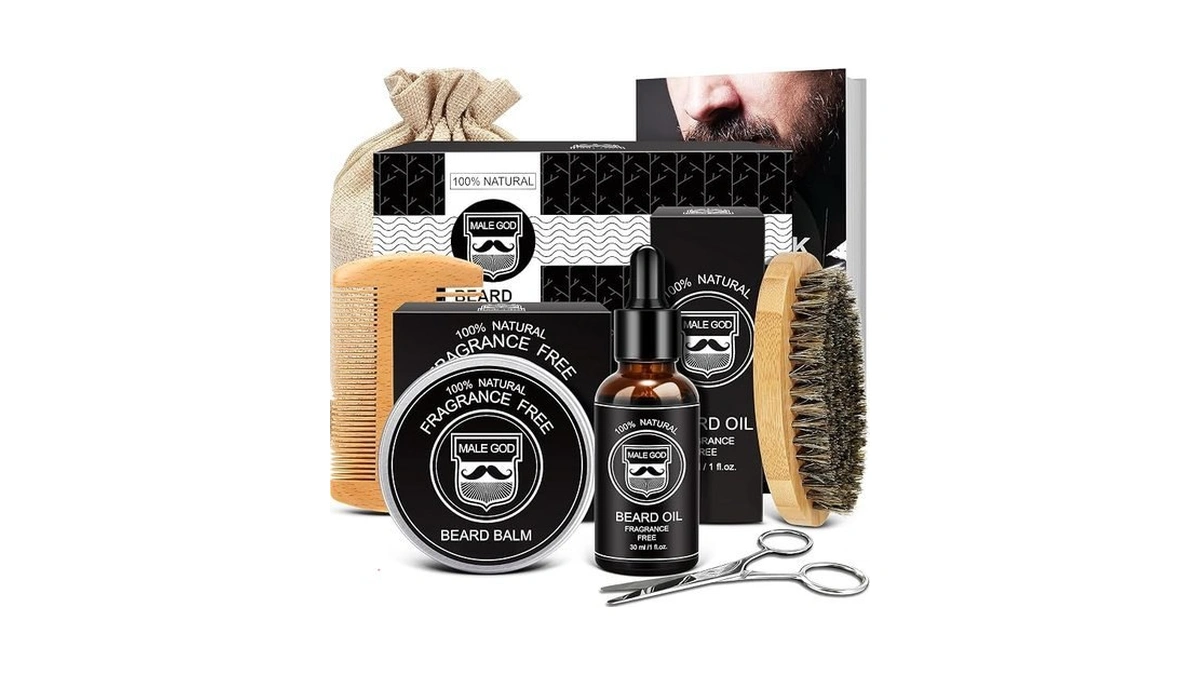 Male God Beard Kit For Men's Grooming & Care, Natural