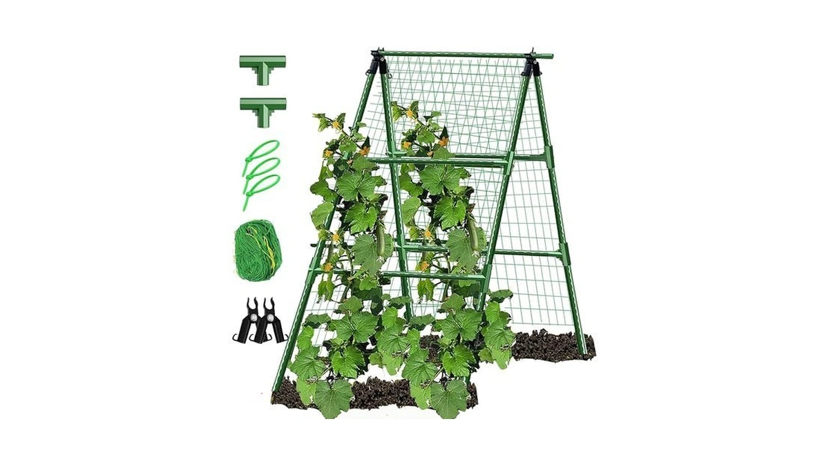 Jk-gmte A-frame Metal Garden Trellis Set For Raised Bed For