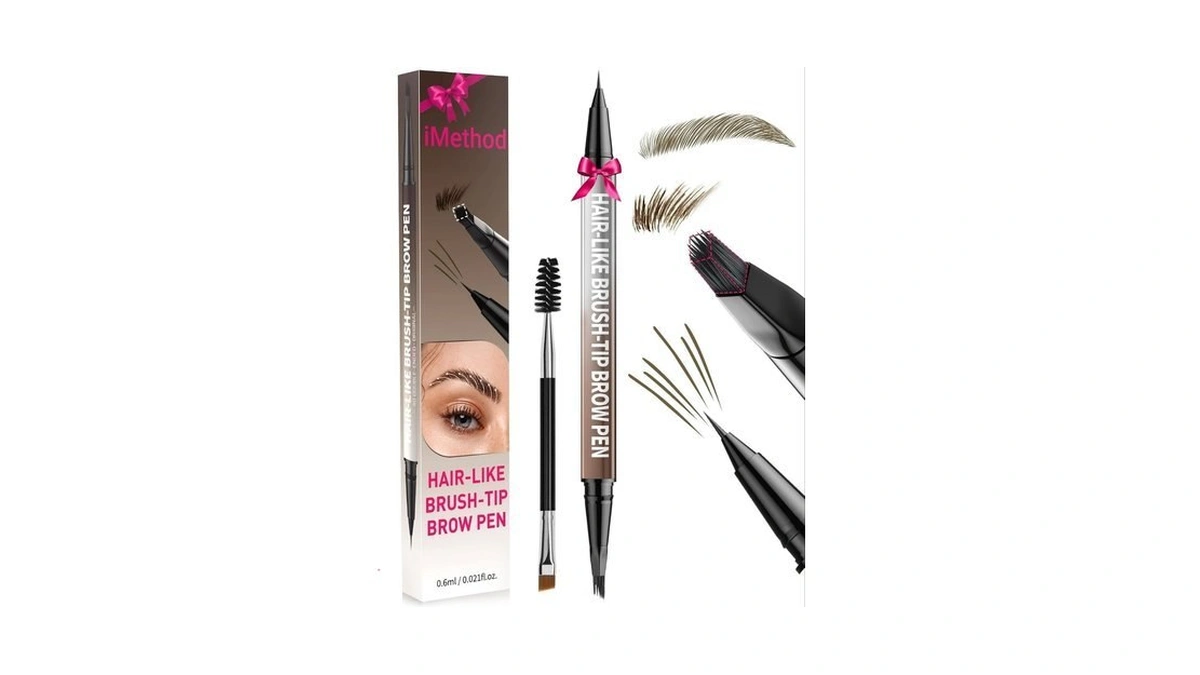 Imethod Eyebrow Pen - Eyebrow Pencil,2-in-1 Eyeliner Dual-ended Brush-tip Microblading