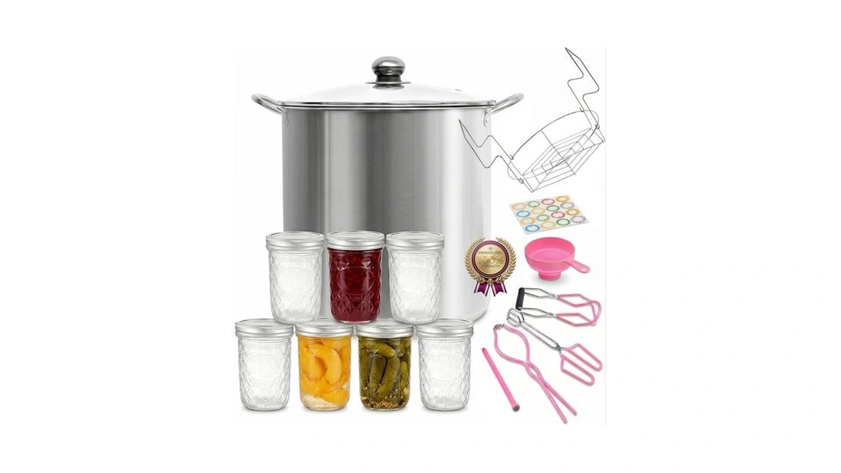 Canning Pot Water Bath Canner With Rack And Lid, 21.5qt
