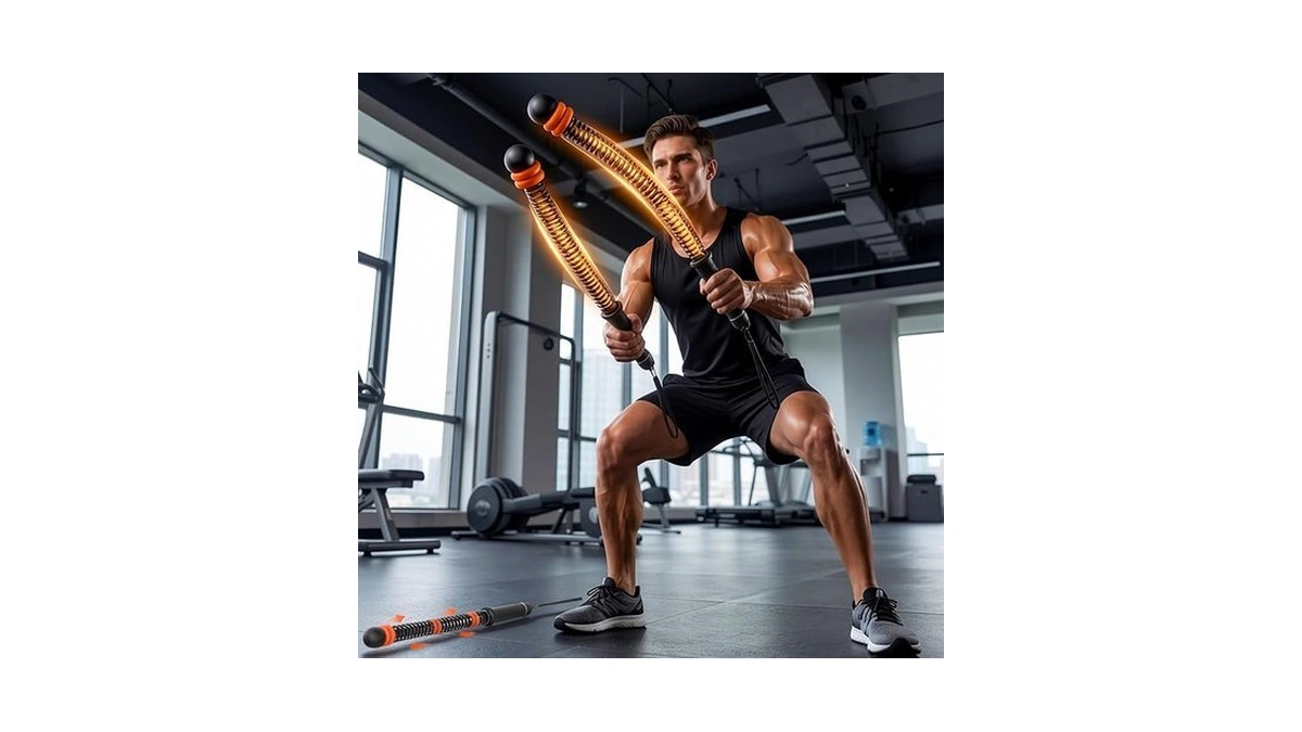 Weighted Ropeless Battle Ropes With Adjustable Spring Resistance, Quiet Cordless