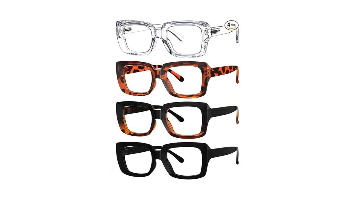 Eyekepper 4 Pack Ladies Eyeglasses - Stylish Oversized Square Eyewears