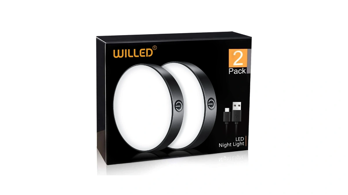 Willed Tap Light Rechargeable, 6000k Dimmable Touch Light Buit-in 1000mah
