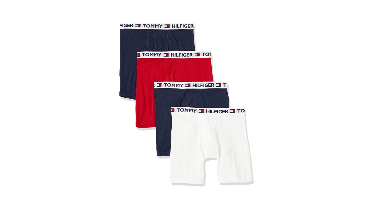 Tommy Hilfiger Mens Underwear 4 Pack Boxer Briefs, Black/red/navy/white, X-large