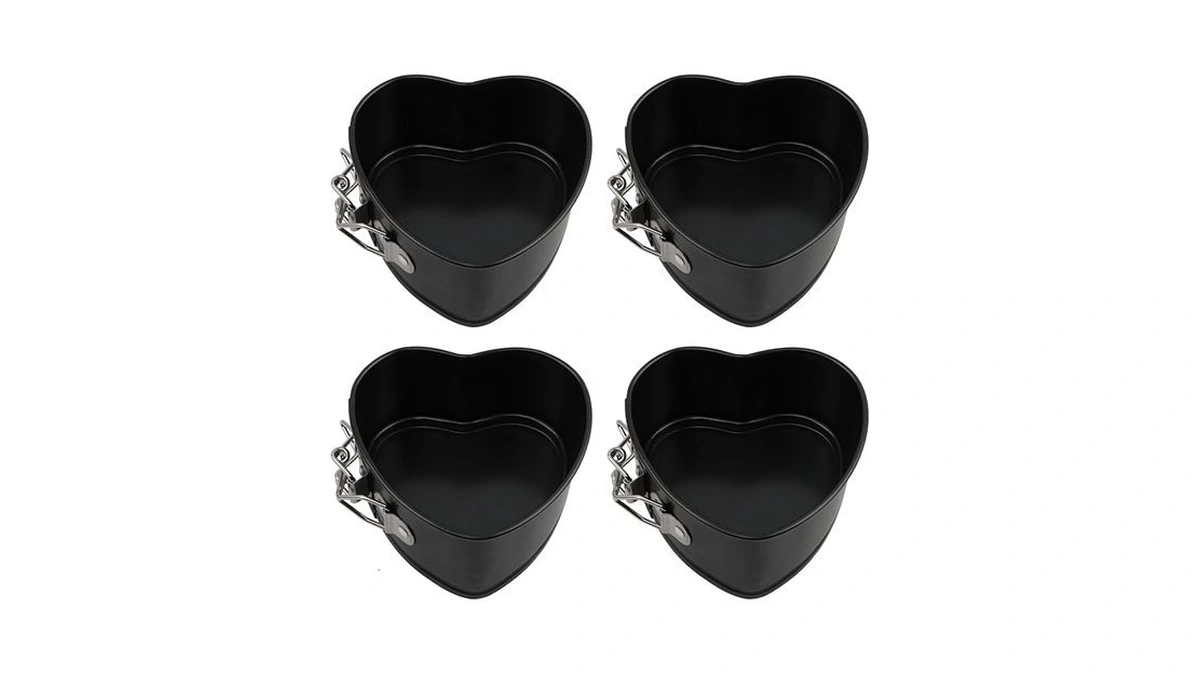 Cramelith 4 Inch Heart Springform Pans, Set Of 4 Mini