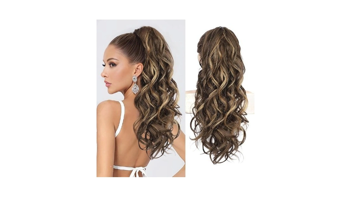Hmd Ponytail Extension,24 Inch Claw Clip Wavy Ponytail Extension Synthetic