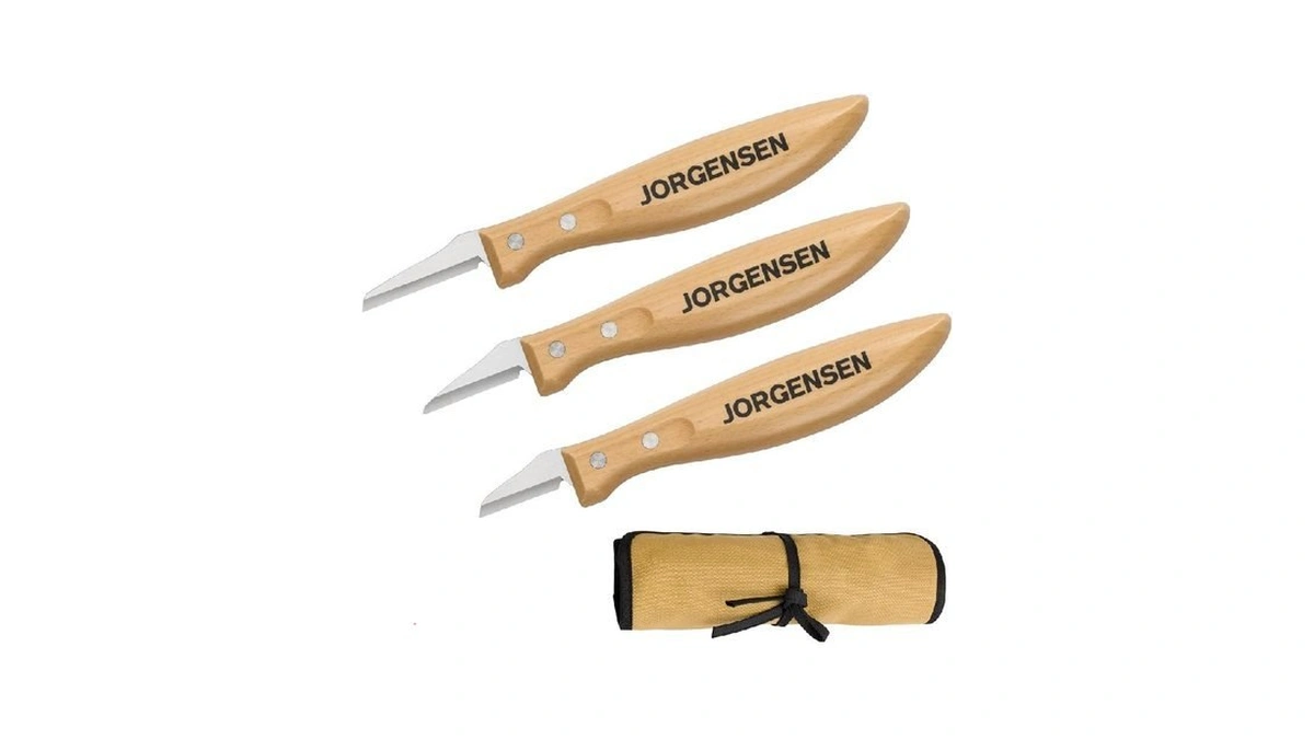 Jorgensen 3-piece Wood Carving Tool Set With Stainless Steel Knives