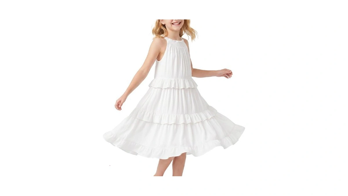 Simplee Kids Girls Dresses Sleeveless Linen Dress Casual Solid Color