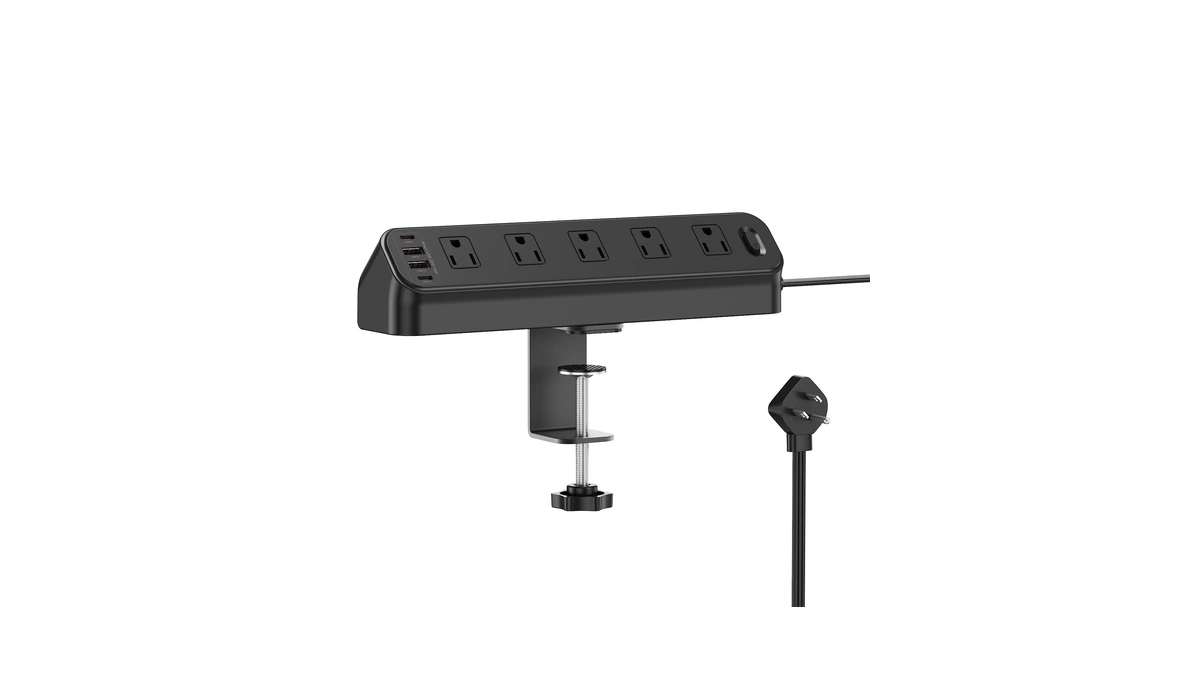 Beva Desk Clamp Power Strip 6ft, Desk Edge Mount Extension