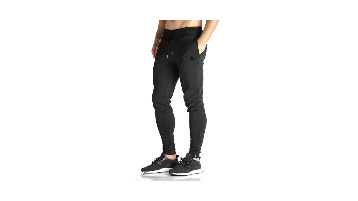 Brokig Mens Zip Jogger Pants - Casual Gym Fitness Trousers