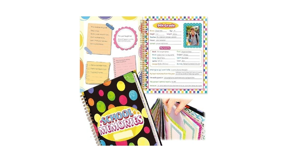 Praxikidy School Memory Book Photo Album For Kids,12.5"x11.2", Scrapbook With