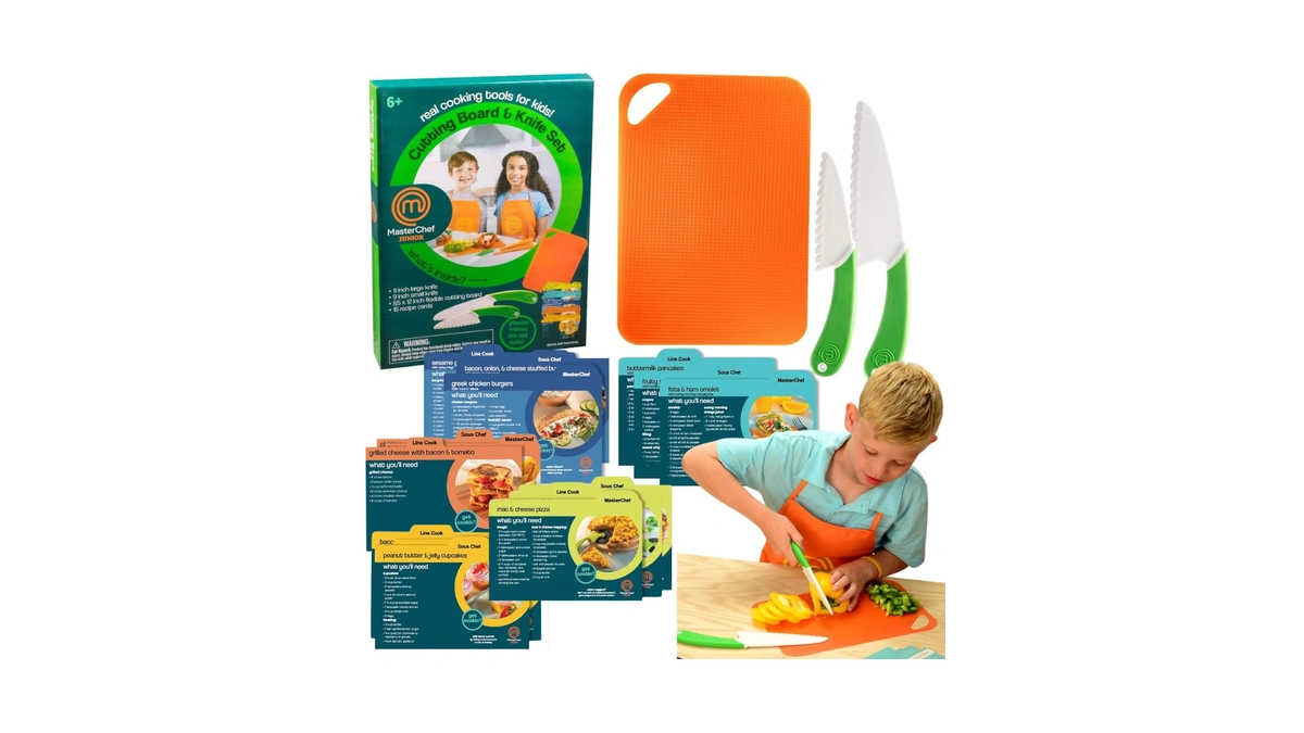 Masterchef Junior Kids Knife & Cutting Board Set, Real Tools