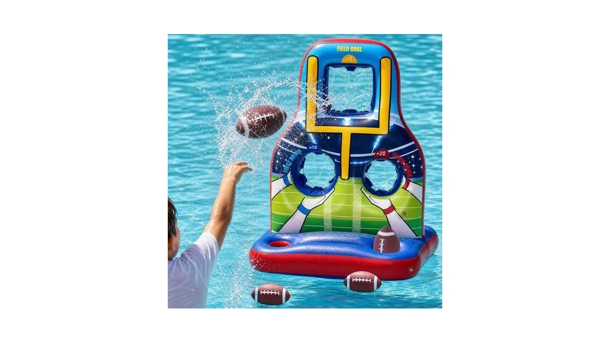 Inflatable Football Toss Pool Games Set, Fun Pool Float Toys