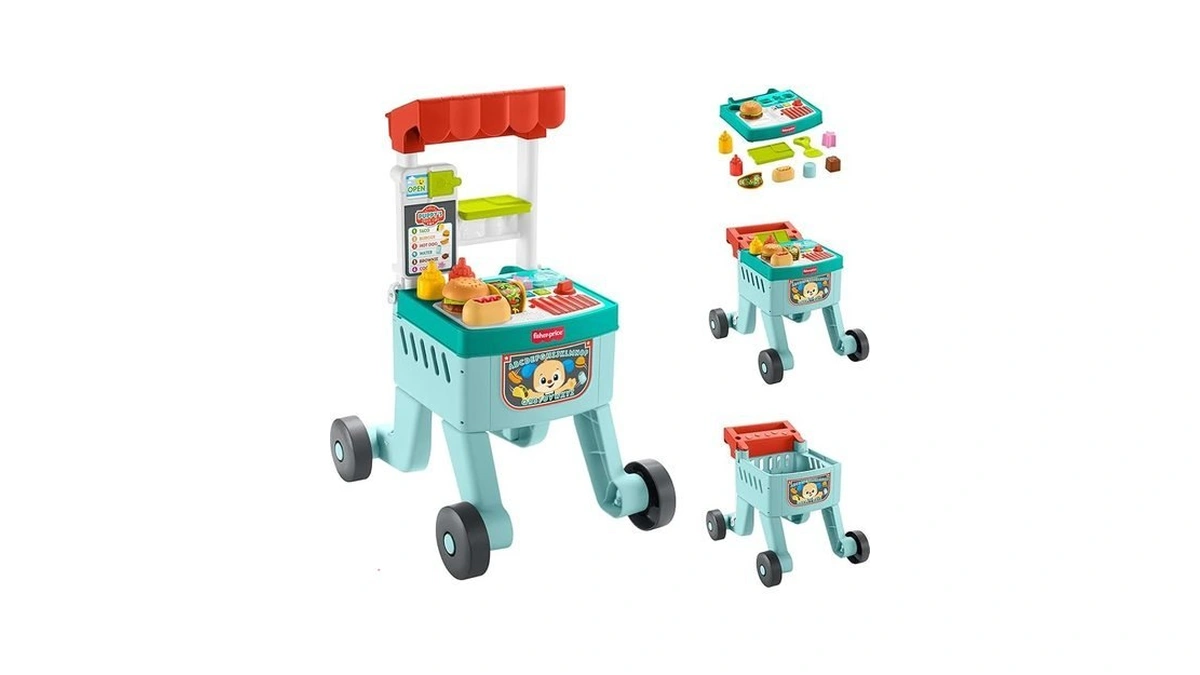 Fisher-price Baby Push Toy 4-in-1 Snack Cart Walker Learning Activity,