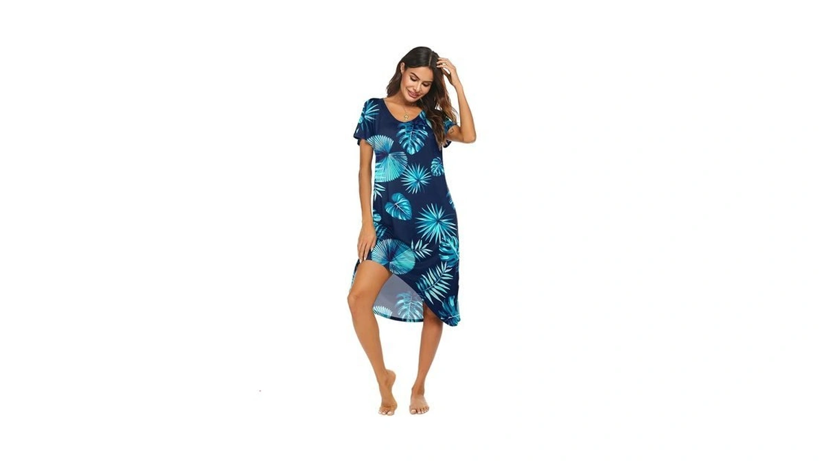 Ekouaer Nightgowns For Women Short Sleeve Night Gowns Plus Size