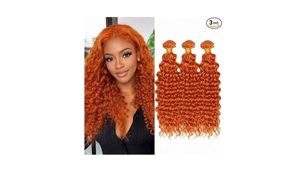 #350 Ginger Orange Deep Wave Human Hair Bundles 8 10