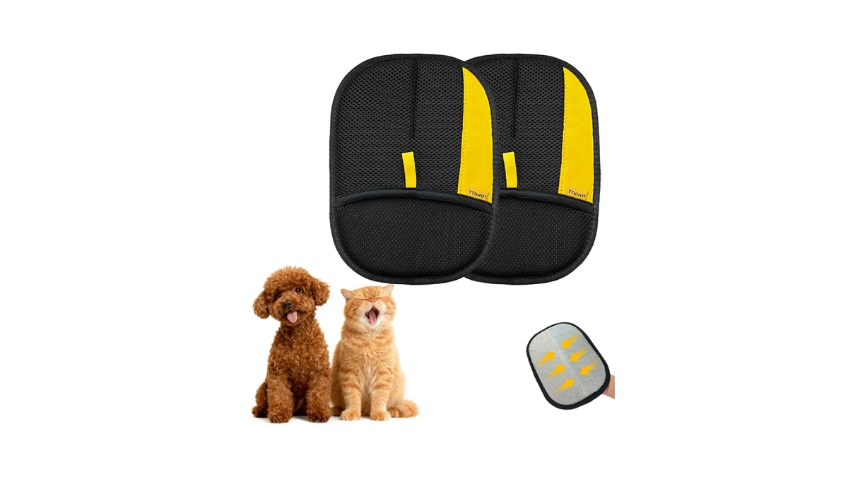Ttiihot Electrostatic Gloves For Pet Hair Removal: Upgraded 2pcs Animal