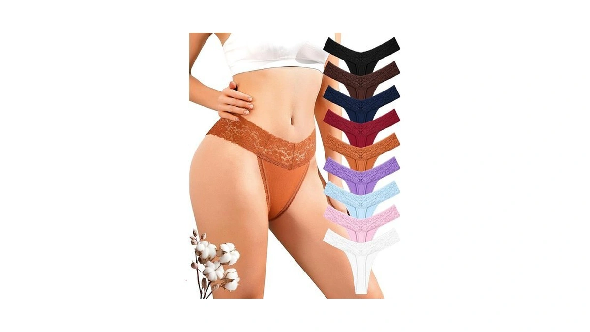 Orlaroy Womens Thong Underwear Cotton Seamless Sexy Lace Panties T