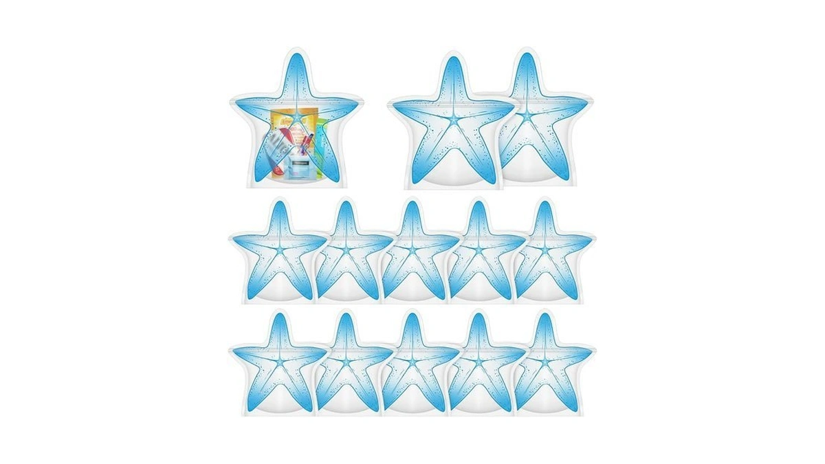 Summitgo 12 Pcs Summer Starfish Hangover Kit Bags, Resealable Stand