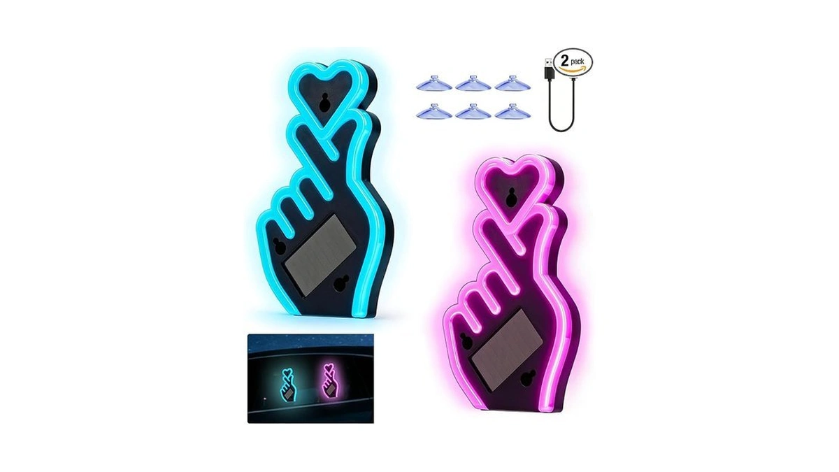 Car Light Finger Heart Led Ambient Solar Lights - Hand