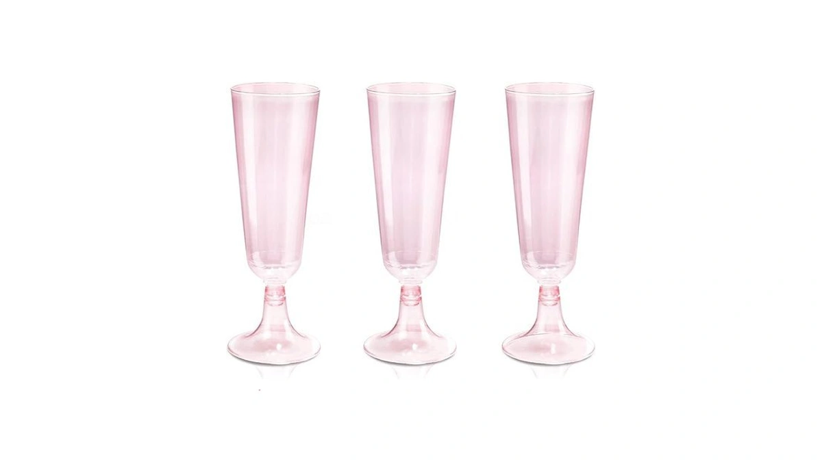 Bucla 60 Pack Pink Plastic Champagne Flutes Disposable - 5