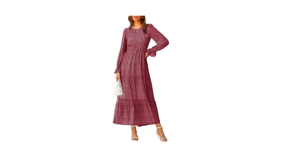 Btfbm Women Casual Long Sleeve Crew Neck Fall Dress Bohemian